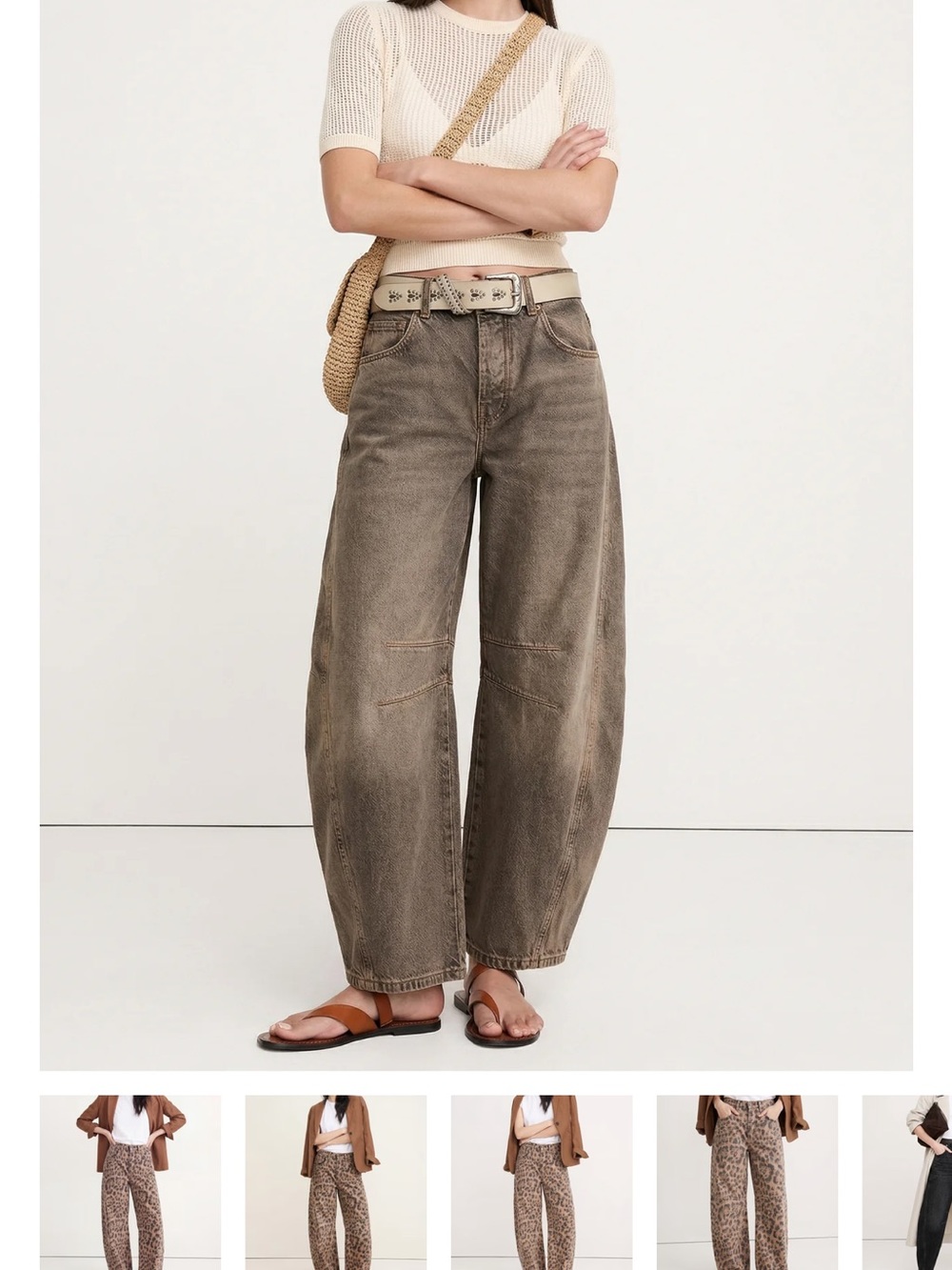 NWT  Barrel Wide-Leg High-Rise Pants in Taupe Brown